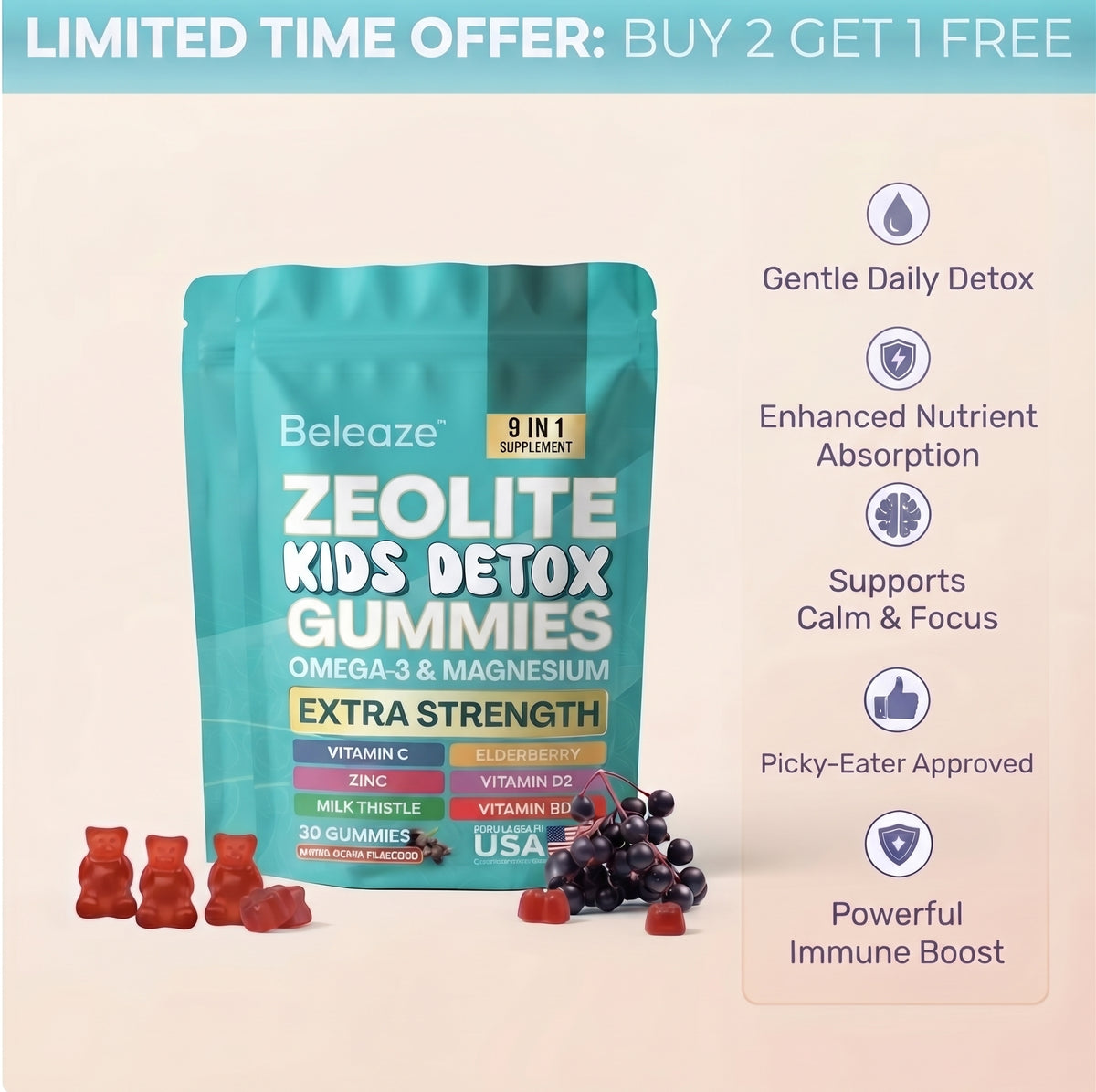 Beleaze Detox Gummies – Plant-Based Gelatin